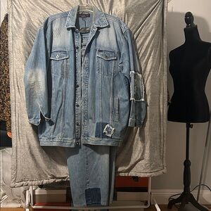 Stylish Blue Denim Jacket and Jeans Set